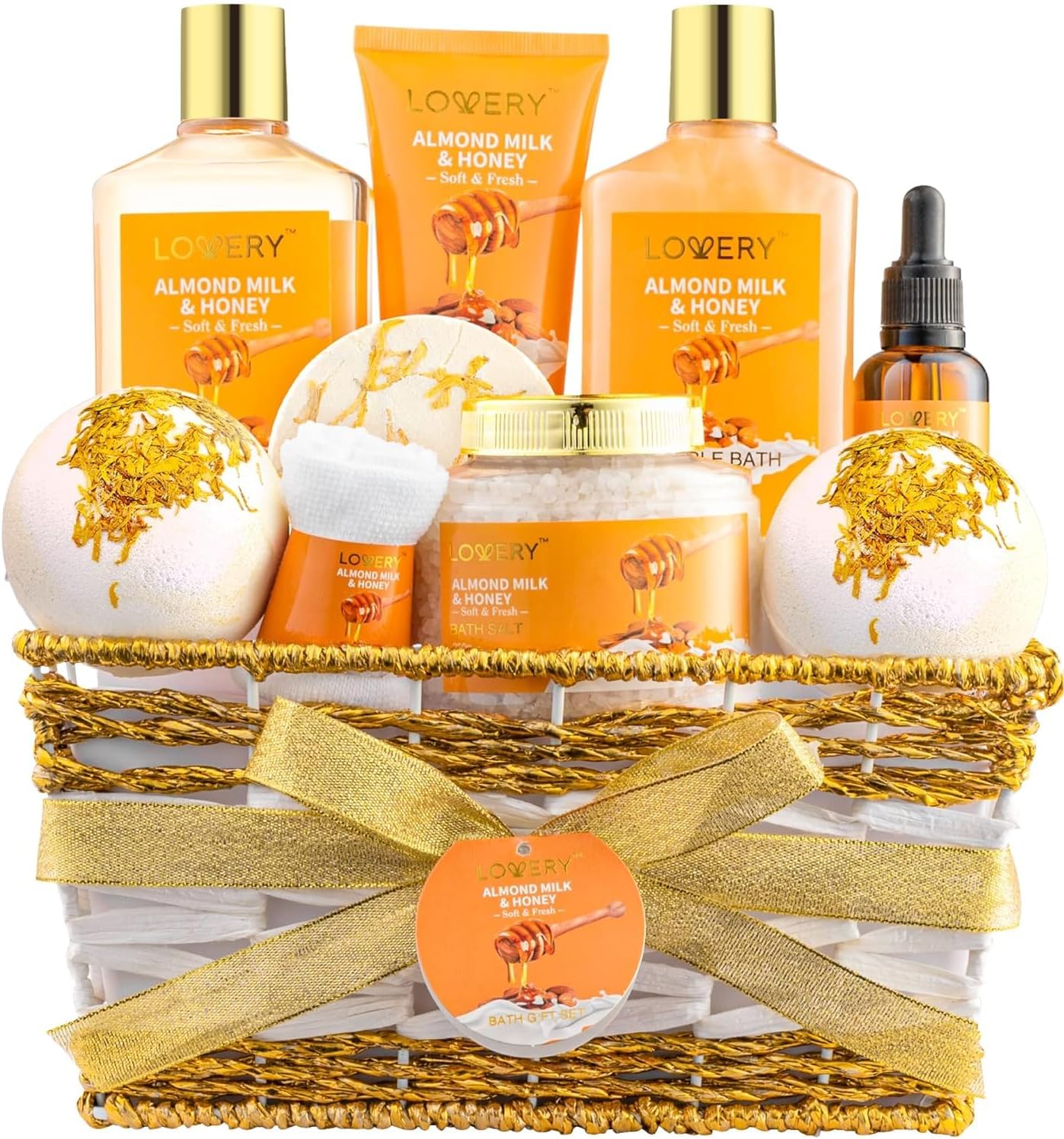 10 Piece Almond Milk and Honey Bath Gift Set