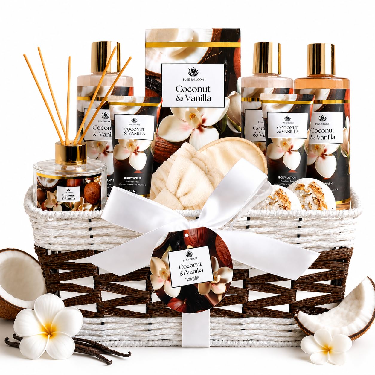 12 Piece Coconut and Vanilla Spa Gift Set with Diffuser
