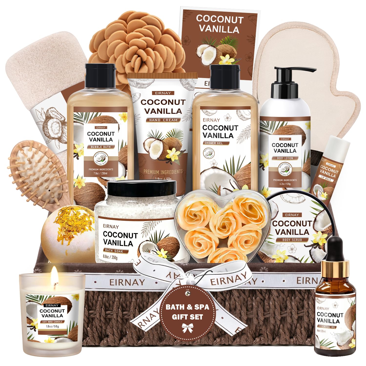 16 Piece Coconut and Vanilla Bath and Body Gift Basket