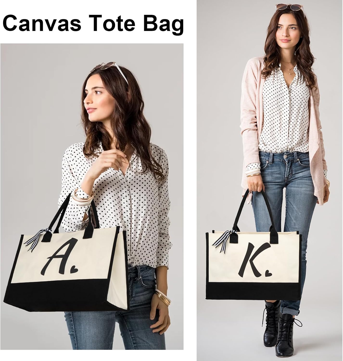 Initial Canvas Tote Bag for the Beach and Everyday